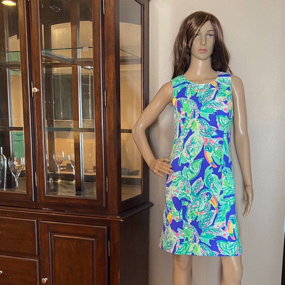Lilly Pulitzer Sleeveless Dress W/Palm Pull Zip W/Side Stitching Size S